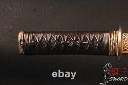 Wakizashi Folded Steel 32768 layers Clay Temper Full Tang Japanese Samurai Sword