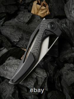 We Knife Eterna Folding Knife 3.25 M390 Steel Blade Black Titanium/Carbon Fiber