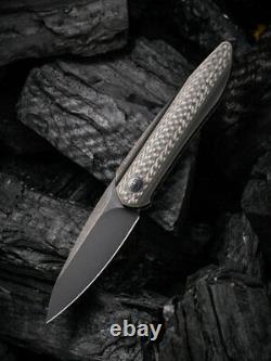 We Knife Opus Folding Knife 2.88 CPM-20CVSteel Blade Twill Carbon Fiber Handle
