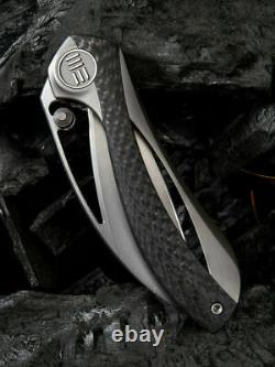 We Knife Pleroma Folding Knife 3 M390 Steel Blade Titanium/Carbon Fiber Handle