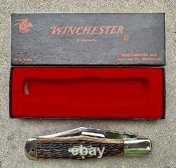 Winchester 1920 Folding Hunter Knife Mint In Original Box Black Bone Handles