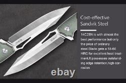 23cm High Carbon Japanese Style 14c28n Acier G10+titanium Poignée Couteau Pliant