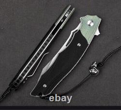 23cm High Carbon Japanese Style 14c28n Acier G10+titanium Poignée Couteau Pliant