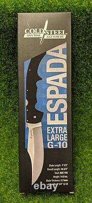 Acier Froid Grand G-10 XL Espada, Plain Edge 7.5 Blade Folding Knife 62mgc