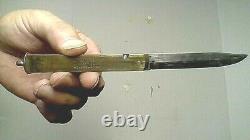 Antique 1874 Swedish Barrel Knife Wood/brass/fer Flip Pliant Joh Engstrom Suspendu