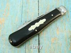 Antique Miller Bros & Co USA Ebony Folding Coke Bottle Pocket Knives Outils