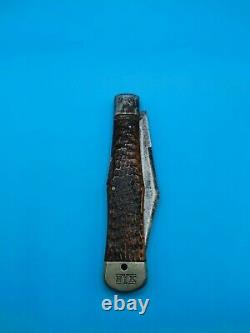 Antique New York Knife Company Walden Swell Center Lockback Folding Hunter Bone