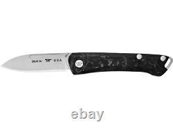 Buck Couteaux Legacy 250 Saunter Pliant Couteau En Fibre De Carbone Marbré Poignée Noir