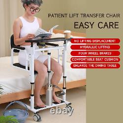 Chaise de transfert avec levage pour patients, fauteuil roulant de salle de bain avec siège divisé à 180° et pot f9Z