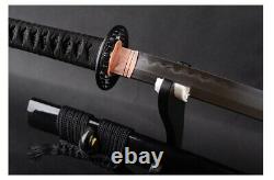 Clay Tempered Polded Carbon Steel Black Battle Ready Katana Sword Samurai Tang