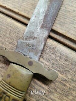 Couteau Pliant Antiquaire De Guerre Des Indiens Rares Sheffield No. 3 Poignée Et Numéro 6 Lame