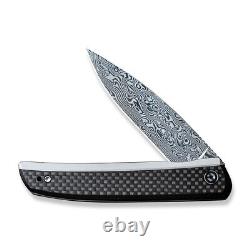 Couteau de poche Civivi Knives Savant C20063B-DS1 avec verrouillage de cadre en damas et fibre de carbone