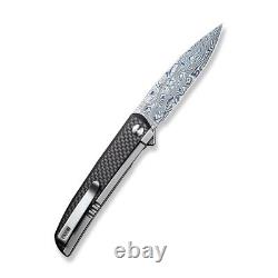 Couteau de poche Civivi Knives Savant C20063B-DS1 avec verrouillage de cadre en damas et fibre de carbone