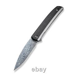 Couteau de poche Civivi Knives Savant C20063B-DS1 avec verrouillage de cadre en damas et fibre de carbone