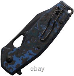 Couteau de poche pliant Fox Yaru Linerlock en fibre de carbone bleue et lame CPM-S90V 527LIAS