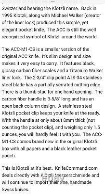 Couteau de poche pliant KLOTZLI WALKER DESIGN en fibre de carbone ACC M1-CS