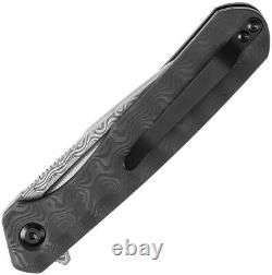 Couteau de poche pliant Kansept Knives Qilin Linerlock en fibre de carbone avec lame damas 1047A2