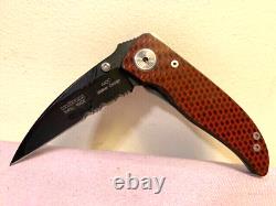 Couteau de poche pliant Klotzli Swiss Made Walker Design Combo Blade avec manche rouge