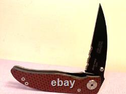 Couteau de poche pliant Klotzli Swiss Made Walker Design Combo Blade avec manche rouge