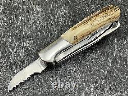Couteau de poche pliant à 4 lames en acier au carbone D2 fait main avec manche en bois de cerf et étui