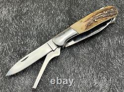 Couteau de poche pliant en corne de cerf avec lame en acier au carbone D2 faite sur mesure