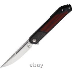Couteau pliant Begg Knives Kwaiken avec lame en acier D2 de 3,50 pouces et poignée en G10 / fibre de carbone / bois.