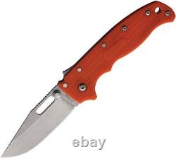 Couteau pliant Demko AD 20.5 Shark-Lock avec lame en acier D2 de 3,25 pouces et manche en G10 orange.