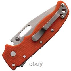 Couteau pliant Demko AD 20.5 Shark-Lock avec lame en acier D2 de 3,25 pouces et manche en G10 orange.