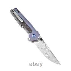 Couteau pliant EDC Tac Kansept Knives, lame en acier Damas de 3,25 pouces, fibre de carbone