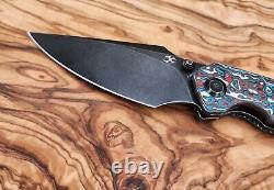 Couteau pliant Kansept Knives K1034A10 Fenrir Noir SW Linerlock Rouge/Noir CF