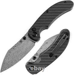 Couteau pliant Kansept Knives Nesstreet 3.5 lame en acier damas fibre de carbone