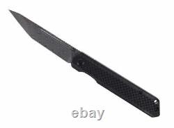 Couteau pliant Kansept Knives Prickle avec lame en acier damas de 3.53 pouces et fibre de carbone
