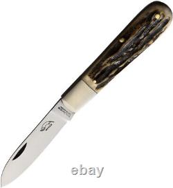 Couteau pliant OTTER-Messer 166 HH 2.25 lame en acier au carbone manche en bois de cerf