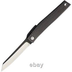 Couteau pliant Ohta Knives FK9 avec lame en acier D2 de 3,5 pouces et poignée en fibre de carbone.