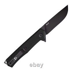 Couteau pliant Tekto F1 Alpha, manche en fibre de carbone G10 noir, lame noire lisse en D2.