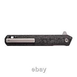 Couteau pliant Tekto F2 Bravo avec manche en fibre de carbone, accessoires en argent et lame en acier D2 DP argenté.