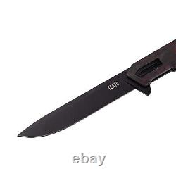 Couteau pliant Tekto F2 Bravo rouge avec manche en carbone forgé et accents noirs, lame lisse en D2 noir.
