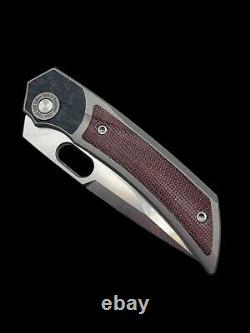 Couteau pliant TwoSun TS142-M390 Poignée en Micarta marron/Fibre de carbone M390 Intégral