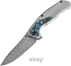 Couteau pliant en titane et fibre de carbone Kansept Knives Havorn avec lame en damas 1069A3