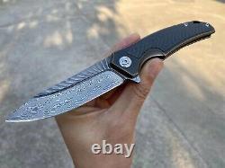 Damascus Steel Tactical Knife Folding Knife Rescue Titanium Alloy Fibre De Carbone