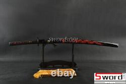 Dragon Rouge Saya Damas Polded Steel Japonais Samurai Katana Sword Bloody Blade