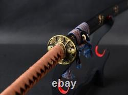 Électroplacage Rouge Épée Japonaise Samouraï Katana Acier Carbone Plié Pratique