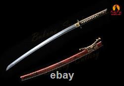 Épée De Samurai De Damas Pliée Et À Tempérament D'argile Épée Japonaise Livraison Gratuite