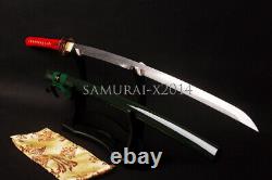 Épée Katana japonaise unokubitsukuri forgée à la main en acier au carbone plié avec lame pleine en français.