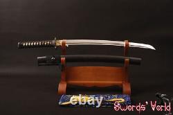 Épée de guerrier japonais Wakizashi en acier au carbone 1095 trempé à l'argile et plié