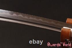 Épée de guerrier japonais Wakizashi en acier au carbone 1095 trempé à l'argile et plié