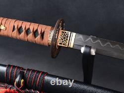 Épée de samouraï Katana japonaise en acier plié trempé à l'argile en acier au carbone 1095
