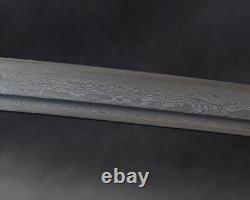 Épée de samouraï japonaise Katana en acier plié, cordon en cuir véritable, acier au carbone tranchant.