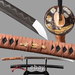 Épée de samouraï japonaise Katana pliée en acier trempé à l'argile en acier au carbone 1095