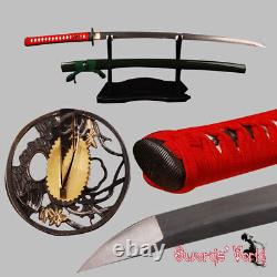 Épée de samouraï japonaise Unokubitsukuri Bo-hi à lame coupée en acier au carbone plié